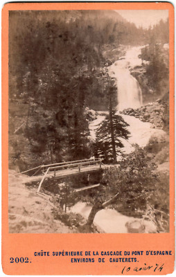 CDV.Fall Wasserfall Brücke von Spanien ca. Cauterets.Albuminiert.Foto J.Andrieu 1874