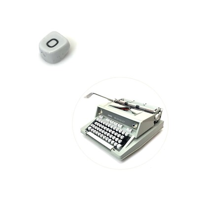 White O Key for Hermes 3000 Typewriter Vtg Media Boxy Keyboard Keytop Part