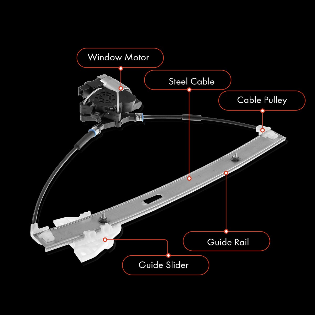 Front Driver Side Power Window Regulator With Motor – Fits Mazda 6 2003-2008 – 6-Pin Connector