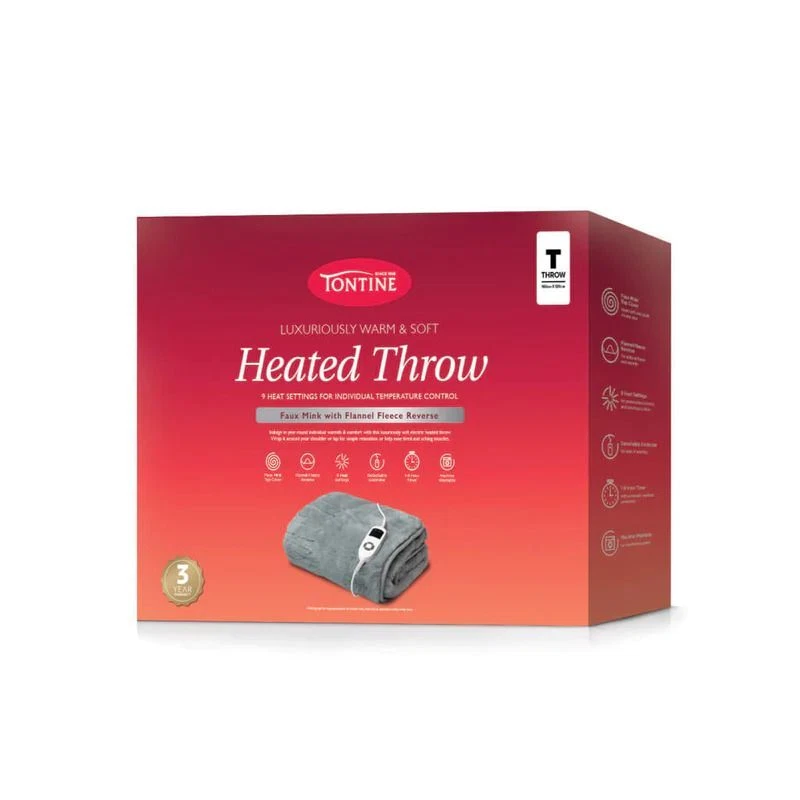 Tontine Luxe Heated Faux Mink Warm u0026 Soft Throw- Pewter Blue | eBay