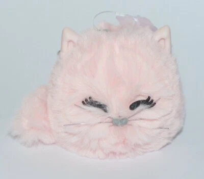BATH & BODY WORKS PINK CAT PUFFBALL POCKETBAC HOLDER SLEEVE HAND SANITIZER CASE