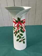 Mount Clemons Pottery Holly & Berries Christmas Vase