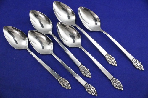Oneida NORDIC CROWN Stainless 6 TEASPOONS Oneidacraft Deluxe Flatware