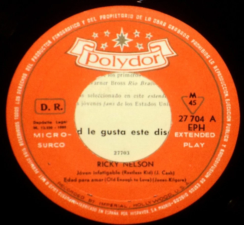 RICKY NELSON "Rio Bravo" Rare 1960's Spanish ONLY Polydor 4 song Ep w/ps ELVIS - Image 2 of 3