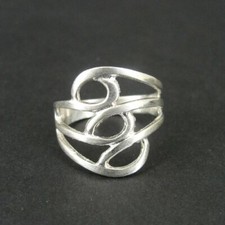 Ring Silver Swirl Lines open Design Sterling 925 Size 6 Band Ring