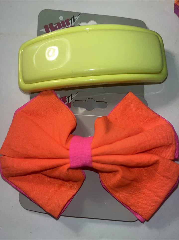 Scrunchie Rosa Caliente Neón Elástico Cabello Corbata Accesorio Cola de Caballo Corbata Clip Lote 6 Foto 4 de 4