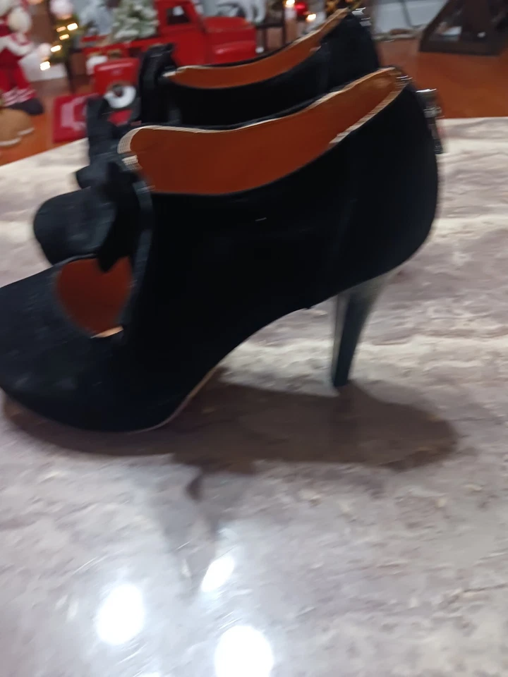 Botas para mujer punta redonda pajarita hueca tacón de aguja talla 10 Whimsigoth  Foto 3 de 4