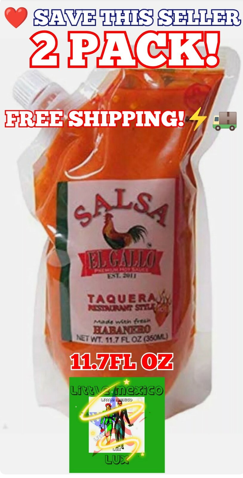 Salsa El Gallo Taquera Habanero (Paquete de 2) Riquisima en Tacos d Bistec