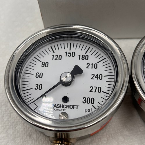 TWO ASHCROFT 25-1009-SW-02L-300#-XLJ INDUSTRIAL DURALIFE GAUGES 2.5" 0-300 PSI - Picture 6 of 12