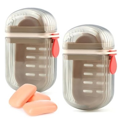 2 Pcs Travel Soap Case,Versatile Portable Travel S-OAP Box Leakproof Soap 2 pcs
