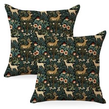 Classic Pillow Covers 18x18 Pack of 2, Vintage Floral Throw Pillow Deerflower01