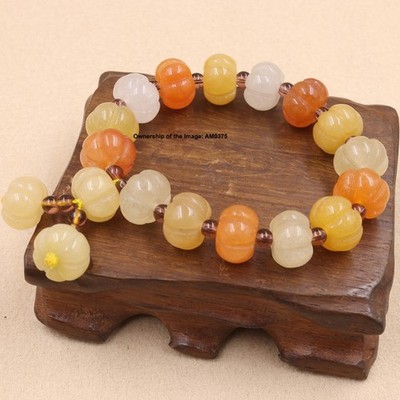 Natürliches Chinesisches Feuerzeug Imperial Jade Armband Kürbis Perlen Elastisches Armband