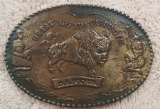 Vintage Brass Great Buffalo Trading Company Dakota Belt Buckle