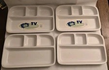 NEW BIA Cordon Bleu Bret Bortner 12" x 8" TV TRAY Set 4 Lot White Stoneware