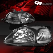 Pair Black Clear Corner Headlight Head Lamps Lhrh For 1996-1998 Honda Civic Pair Black Clear Corner Headlight Head Lamps Lhrh For 1996-1998 Honda Civic