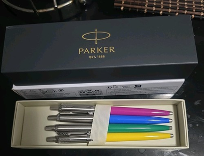 #ad Parker Jotter Ballpoint Pen Collection Medium Point Black Ink Pack of 4 ... $24.00