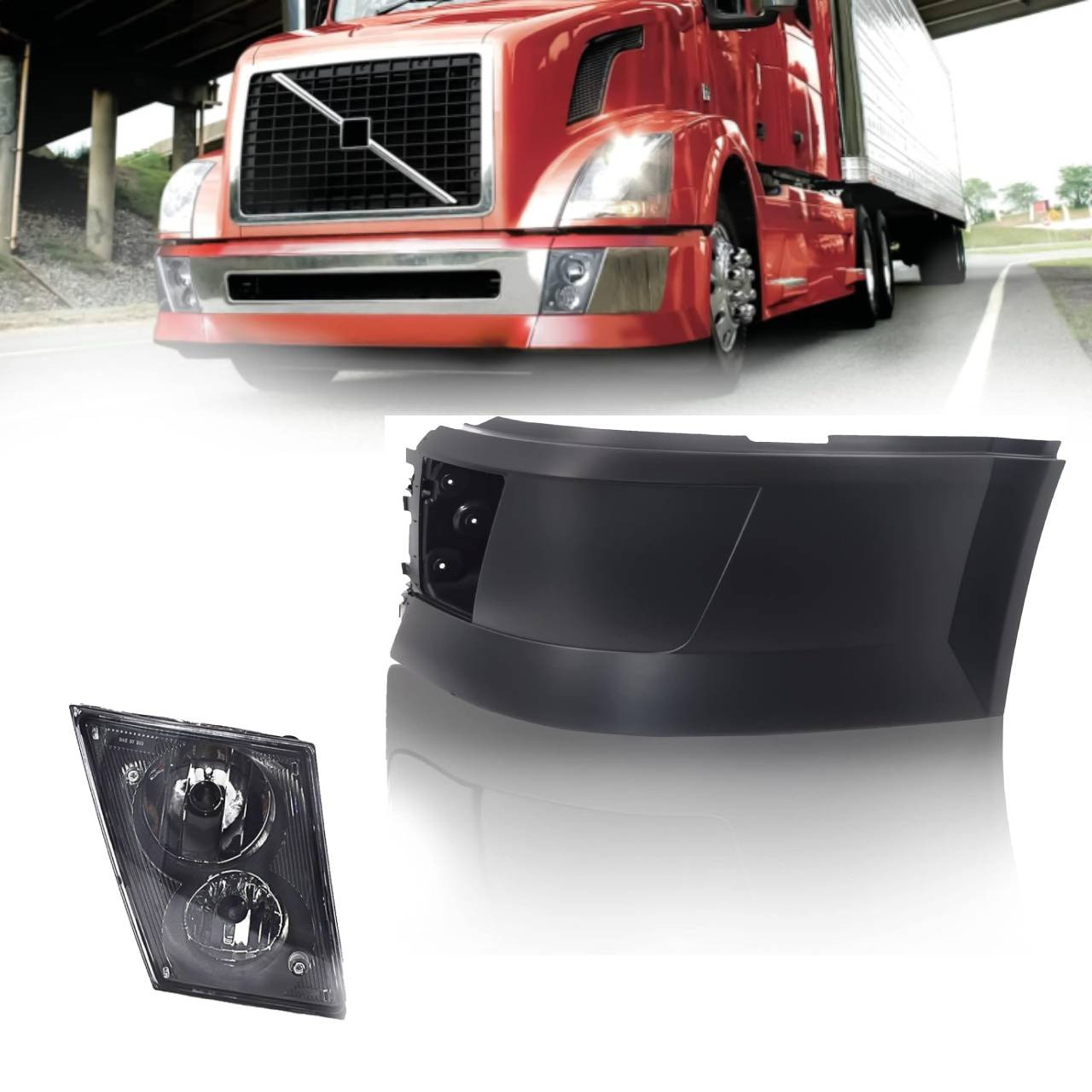 Bumper Left Side & Foglight for Volvo VNL 2004 - 2015