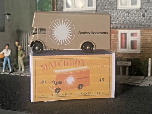 Lesney "Matchbox" 1-75 Series No46 Beales Guy Delivery Van 1960's Free Repro Box