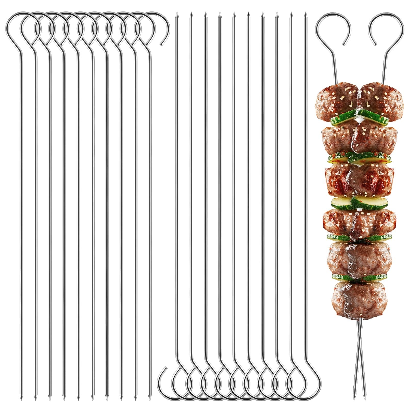 MOXYOY 20 PCS Stainless Steel BBQ skewers Metal Kebab skewers 25cm Reusabl 5790₽