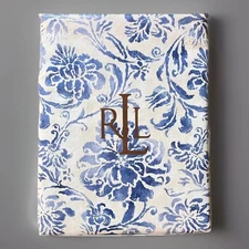 Ralph Lauren Home BLUFF POINT Tablecloth BlueTan Floral 60x120 Oblong Rectangle