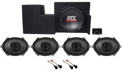 Powered 10'' Subwoofer+Box+Front+Rear Speakers For 2009-2015 Ford F-150 Super Cab