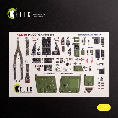 P-39Q/N. Interior 3D Decals (for Kitty Hawk / Zimimodel) Scale 1:32 KeliK K32030