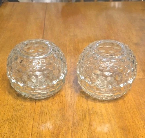 Vintage Pair 1970’s 3-Piece Votive Globe Lamp Fostoria American Pattern Soo Nice