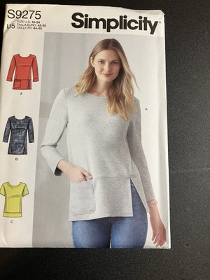 Simplicity Pattern S9275 Misses Knit Tops Sizes 16-24 UNCUT Free Shipping