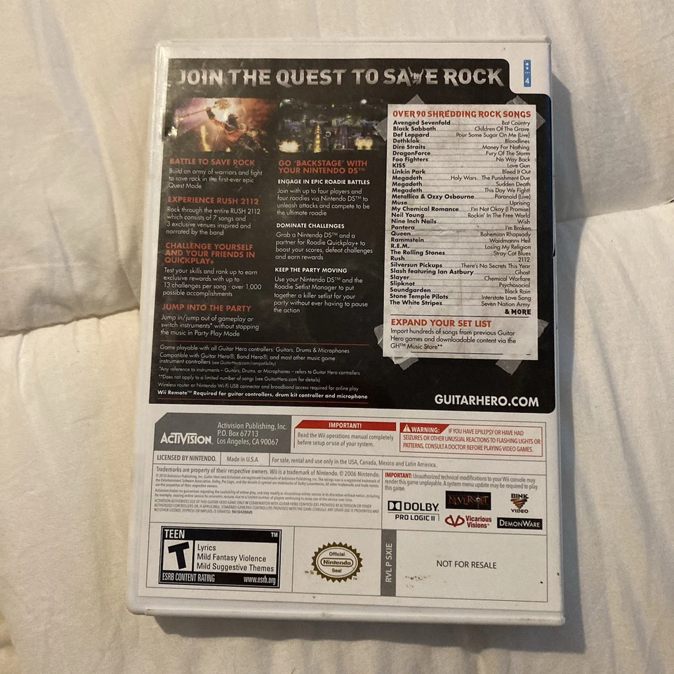 Guitar Hero Warriors Of Rock Nintendo Wii CIB con Manual y CD Promocional Soundgarden Foto 2 de 4