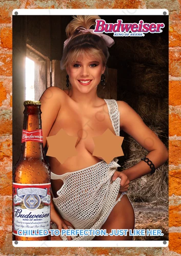 Samantha Fox King Of Beers Pin-Up Metal Sign Vintage Style Wall Decor Read Des