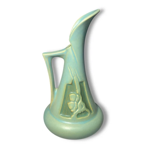 Roseville 6" Silhouette Vintage Mid Century Blue Pottery Ewer Pitcher 716-6