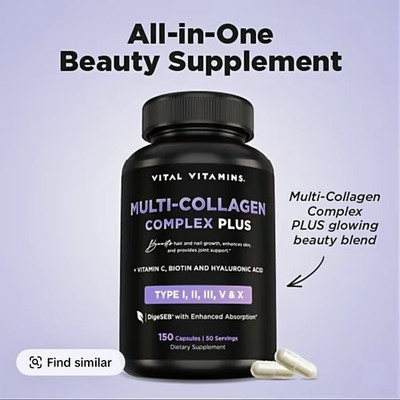 Vital Vitamins Multi Collagen Complex Plus   Advanced Beauty & Wellness - 150 CT