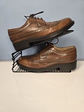M&S Airflex Leather Shoes UK 7 Brown Brogues Lace up Extra Wide Fit