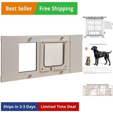 Aluminum Sash Window Pet Door, Adjustable Width 23" to 28", Cat Flap, 6.25" x...