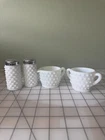 Vintage Fenton White Hobnail Milk Glass Creamer Sugar Salt Pepper Set