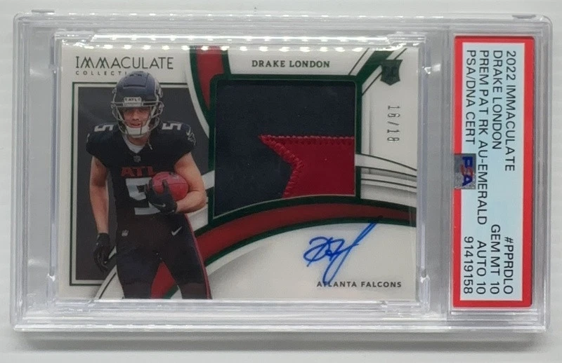 Drake London Panini Immaculate Collection Premium Patch Rookie Autographs #PPRDLO Emerald