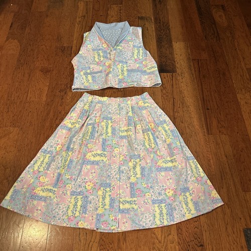 Napa Valley Floral Skirt Vest Set Cottagecore 22W Prairie Vintage Peasant 90’s