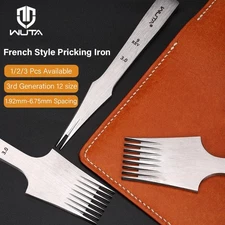 WUTA French Style Leather Pricking Irons Stitching Lacing Punch Chisel Tools Kit