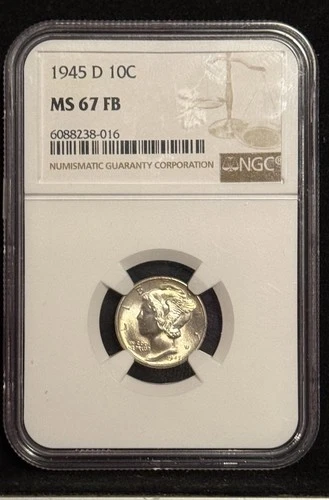 1945 D MERCURY DIME MS67 FB!! NGC CERTIFIED