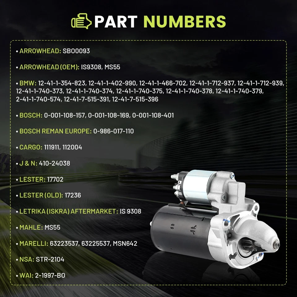 Starter For 1996-2006 BMW E34 E36 E39 E46 E85 E90 M3 X3 Z3 Z4 9T 1.4KW 17702 Foto 3 de 4