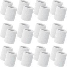 24 Pcs White Wrist Sweatbands Sports Cotton Terry Bands for Men & Women