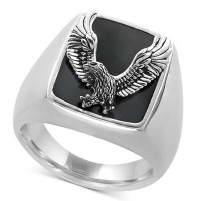 Flying Eagle Knight Men Ring Holiday Gift Band Silver plated Luxury Men Ring