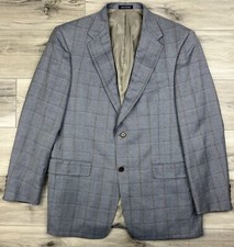 Daniel Cremieux Loro Piana Wool Windowpane Blazer Sport Coat Blue 42R