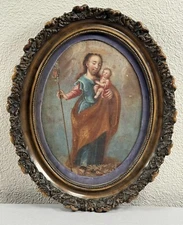 18th C. Spanish Colonial Oil Painting St. Joseph Christ Mexican Jose De Ibarra