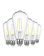 EDISHINE 6 Pack Dusk to Dawn Light Bulbs 700LM 5000K 8W Equivalent 60W, E26