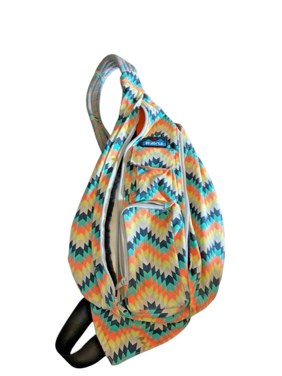 Kavu Rope Sling Crossbody Bag Cactus Blossom Cotton Canvas Hiking Camping  GUC