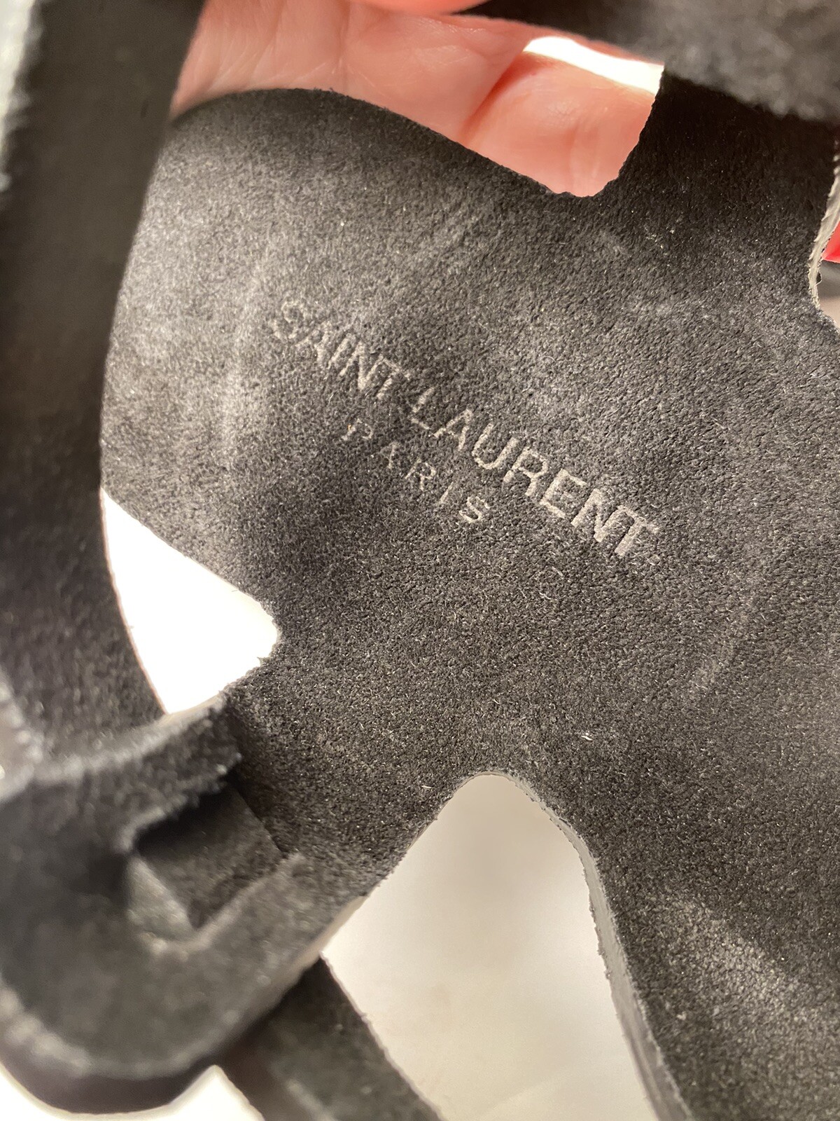 Saint Laurent Culver sandali con cinturino in camoscio piatto nero 35 5 $875