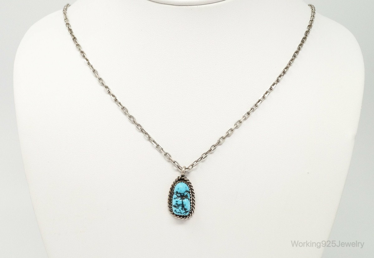 VTG Handmade Native American George Lee Turquoise Sterling Silver