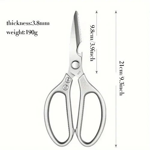 Kitchen Shears Heavy Duty Stainless Steel Scissors Fish Chicken Bone Beer Opener - Picture 4 of 9
