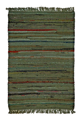 Sturbridge Floor Runner, Forest Green Rag Rug, 2 x 6 ft, Hand Woven ...